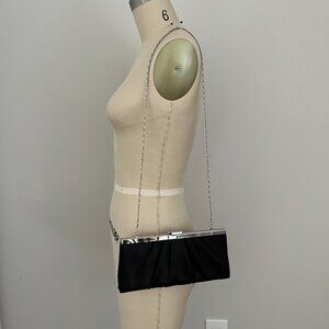 Gunne Sax by Jessica McClintock® Black Pleated Satin Convertible Clutch Chain